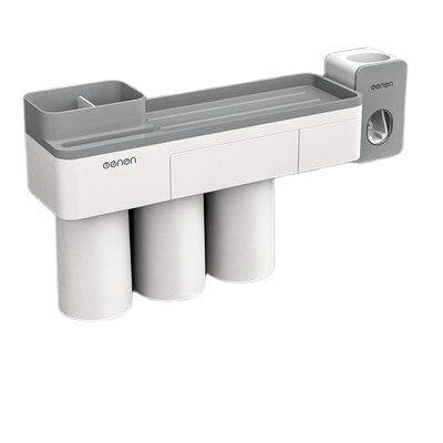 Mutifunctional Magnetic Toothbrush Holder with Toothpaste Squeezer Cups Bathroom Nail Free Mount