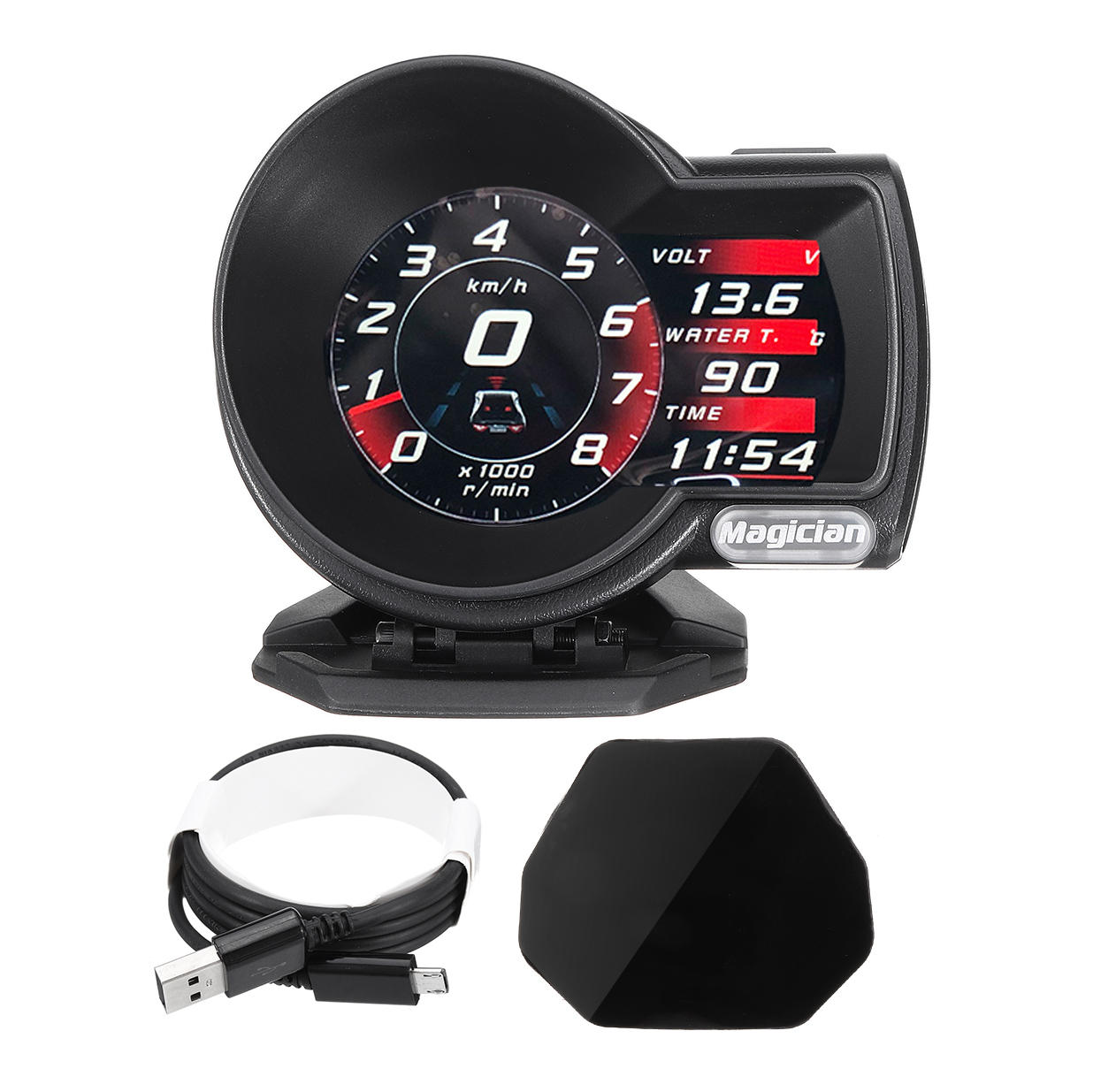 Car HUD OBD Liquid Crystal Instrument Automobile Refitting Multi-functional Head-up Display Speed Water Temperature Digital Speed Turbine Pressure