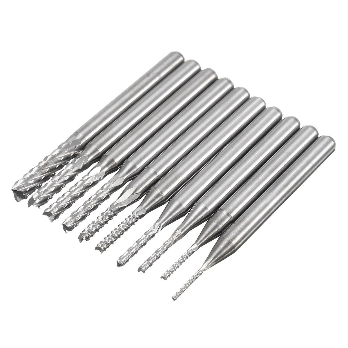 10pcs 0.8-3mm Carbide PCB Drill Bits Engraving Milling Cutter for CNC Rotary Burrs