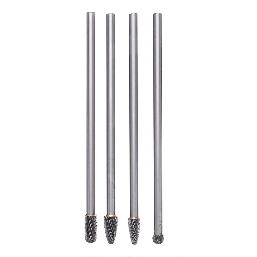 4Pcs 150-160mm Tungsten Carbide Rotary Burr Set 6mm Shank for Die Grinder Drill DIY Woodworking Metal Carving Polishing Engraving Drilling