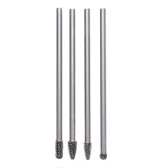 4Pcs 150-160mm Tungsten Carbide Rotary Burr Set 6mm Shank for Die Grinder Drill DIY Woodworking Metal Carving Polishing Engraving Drilling