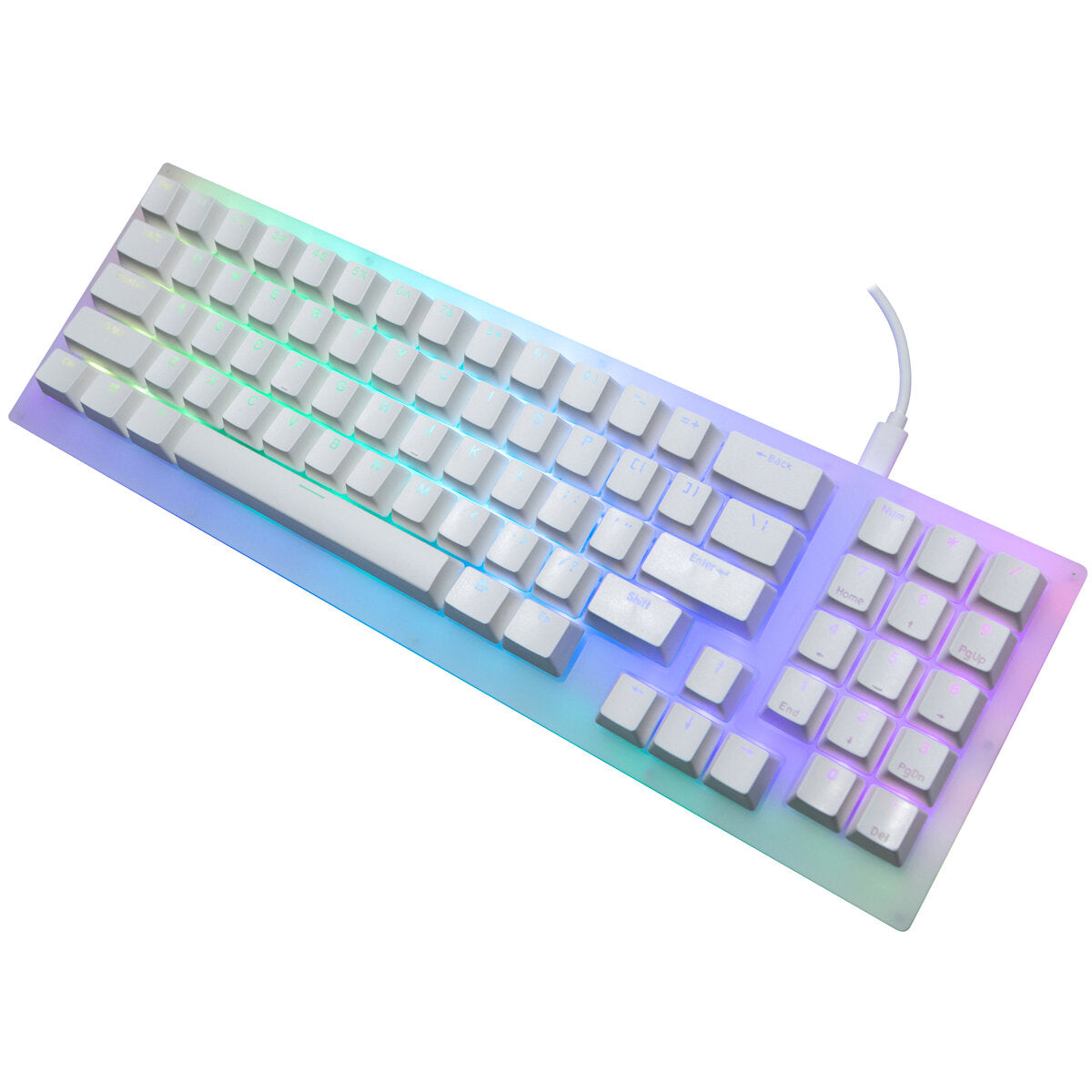 Mechanical Keyboard 77 Keys Hot Swappable Type-C Wired USB 3.1 NKRO Translucent Glass Base Gateron Switch RGB Gaming Keyboard with Numberpad