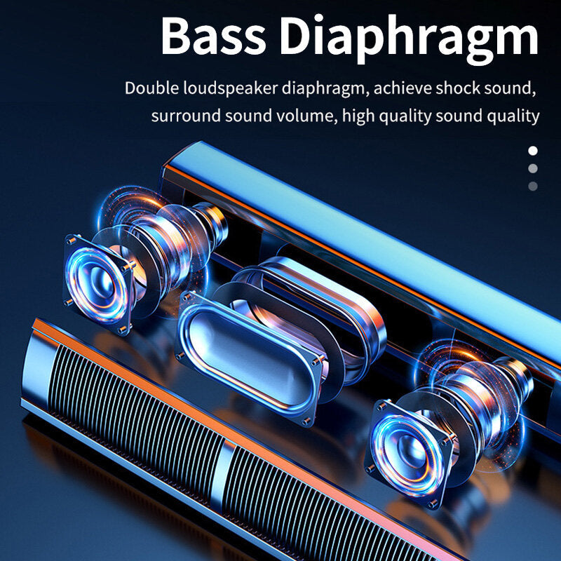 Vertical Bluetooth 5.0 Speaker Soundbar Subwoofer Powerful Bass Hi-Fi Stereo Sound for Laptop PC Theater TV Aux 3.5mm