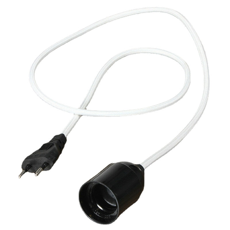 Fabric Cable Pendant Lamp Vintage Industrial Filament Light Bulb Holder Base 110V-240V