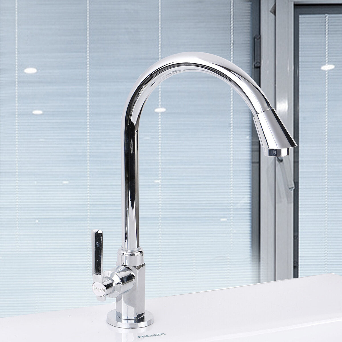 Kitchen Faucet Water-Saving Single-cold Vertical Wash Basin Stainless Steel Large Curved Universal