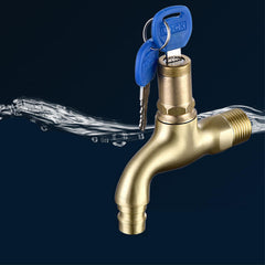 G1/2 Anti-theft Faucet Water Tap with Lock Key Brass Body Single Hole Switch for Kitchen Outdoor Garden
