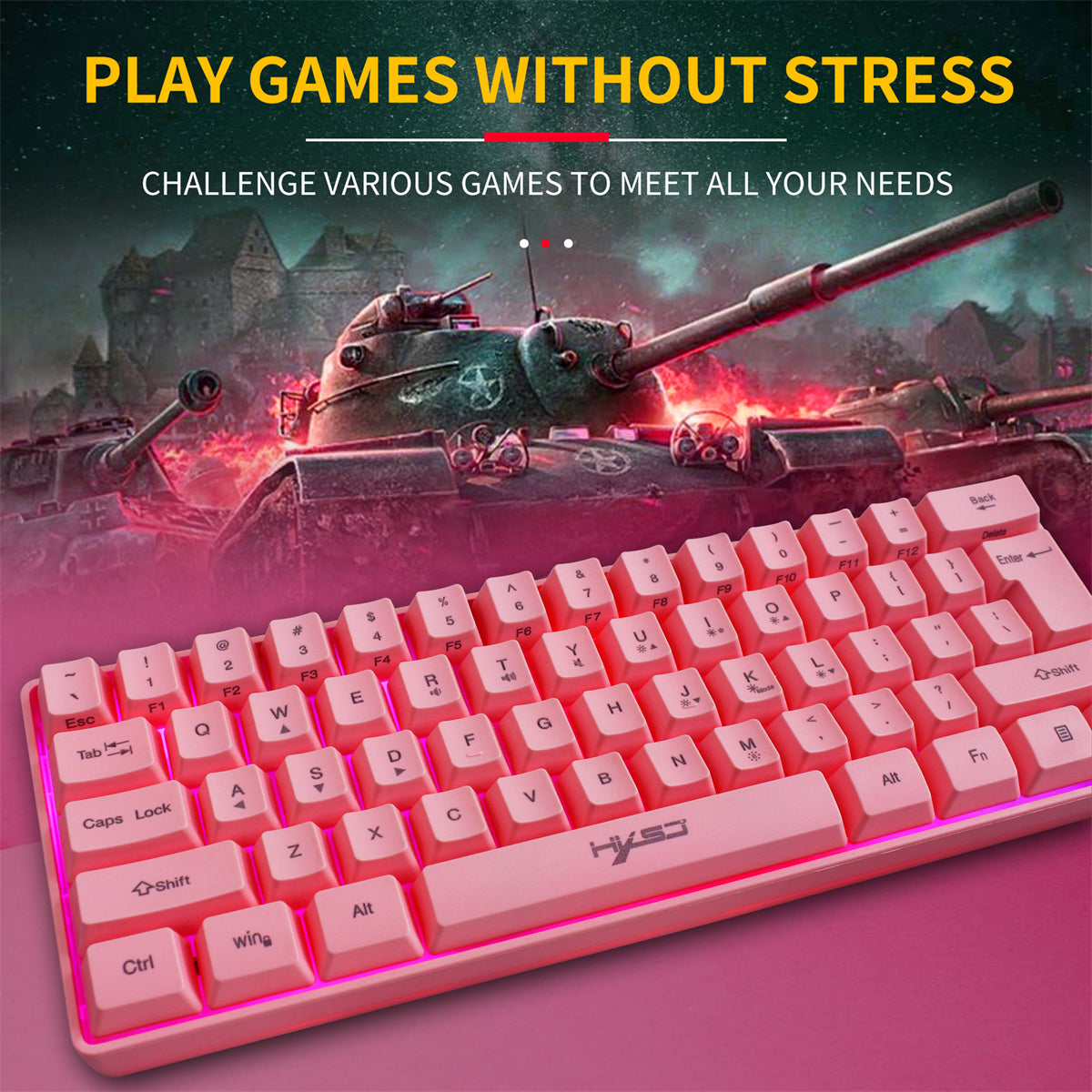 Wired Keyboard 61 Keys USB Wired RGB Backlit Gaming Keyboard for Office Gamers