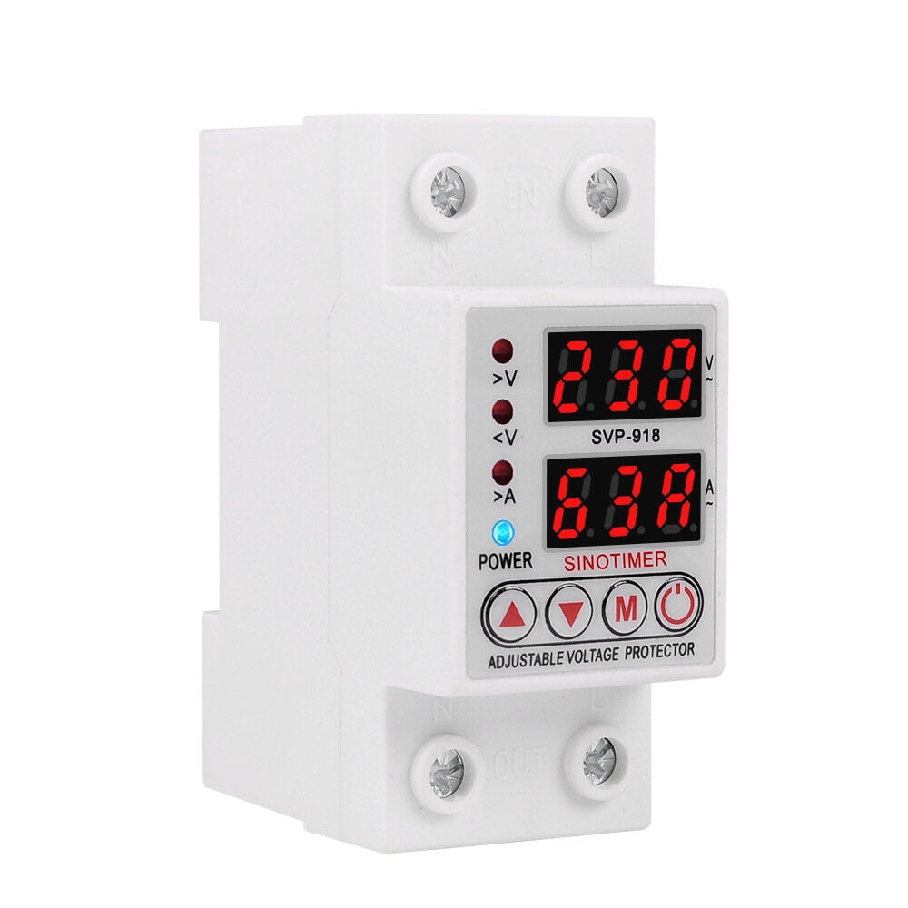 Adjustable Self-resetting Intelligent Overvoltage and Undervoltage Protector Automatically Reset LED Dual Display 220V 40A 63A