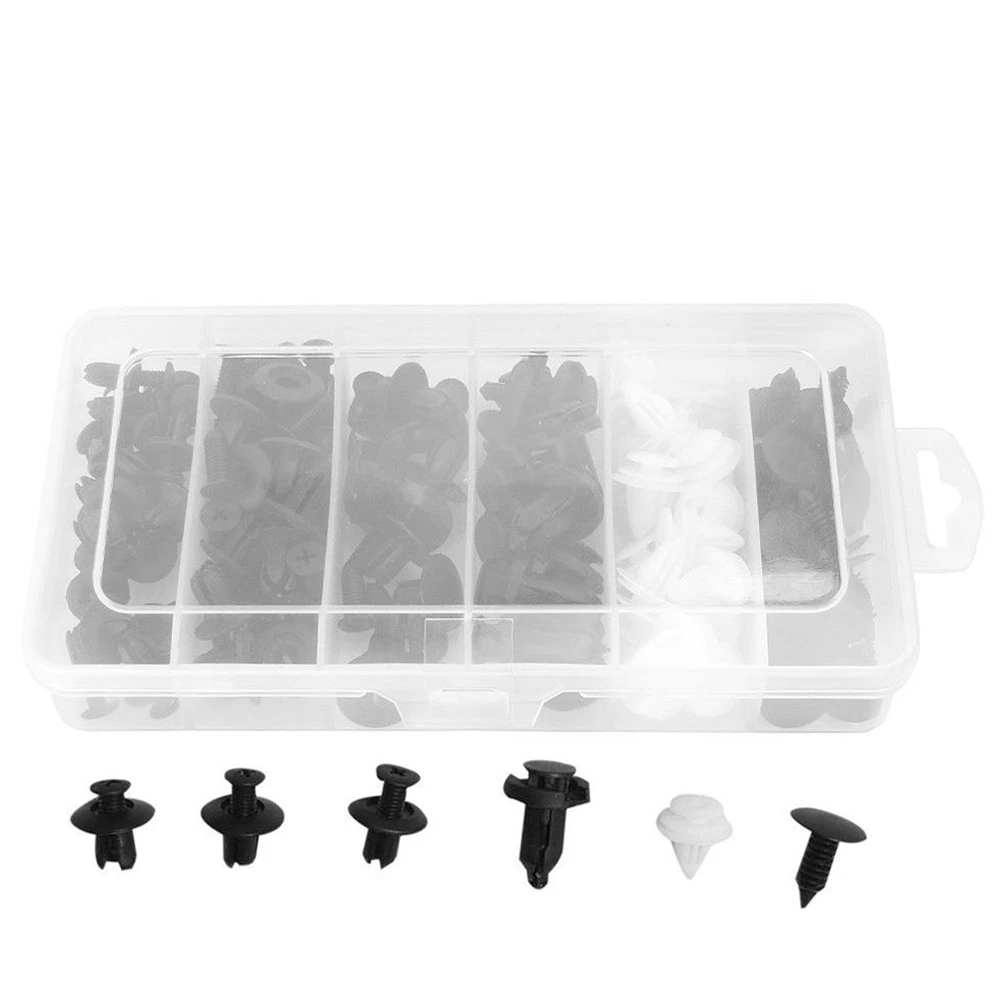 Car Retainer clips Body Plastic Rivets Fasteners Push Bumper Door Trim Panel Screws with Removal Tool 100 Pcs