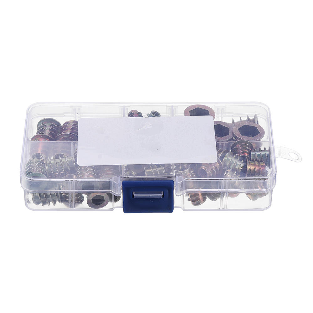 80Pcs M4/M5/M6/M8/M10 Zinc Alloy Wood Furniture Hex Socket Drive Head Threaded Insert Nut Internal and External Nut