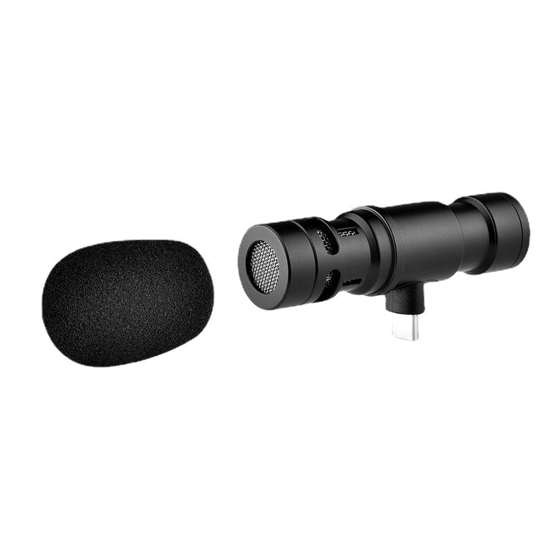 Type-C Plug and Play Microphone External Stereo Interview for Reporter Mobile Phone Camera Video