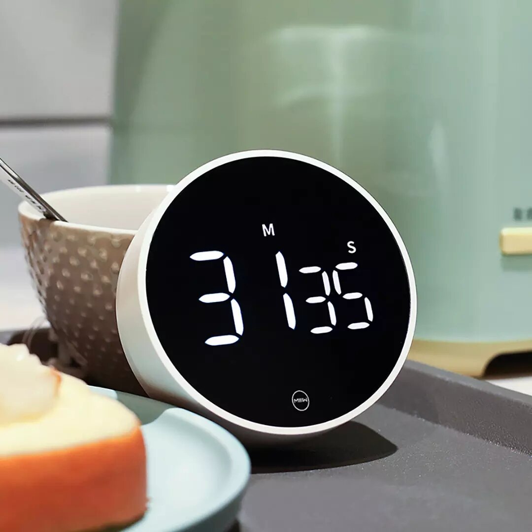 Mute Timer Rotation Timing Sound Brightness Adjustable Magnetic Alarm Clock LED Digital Display Timer