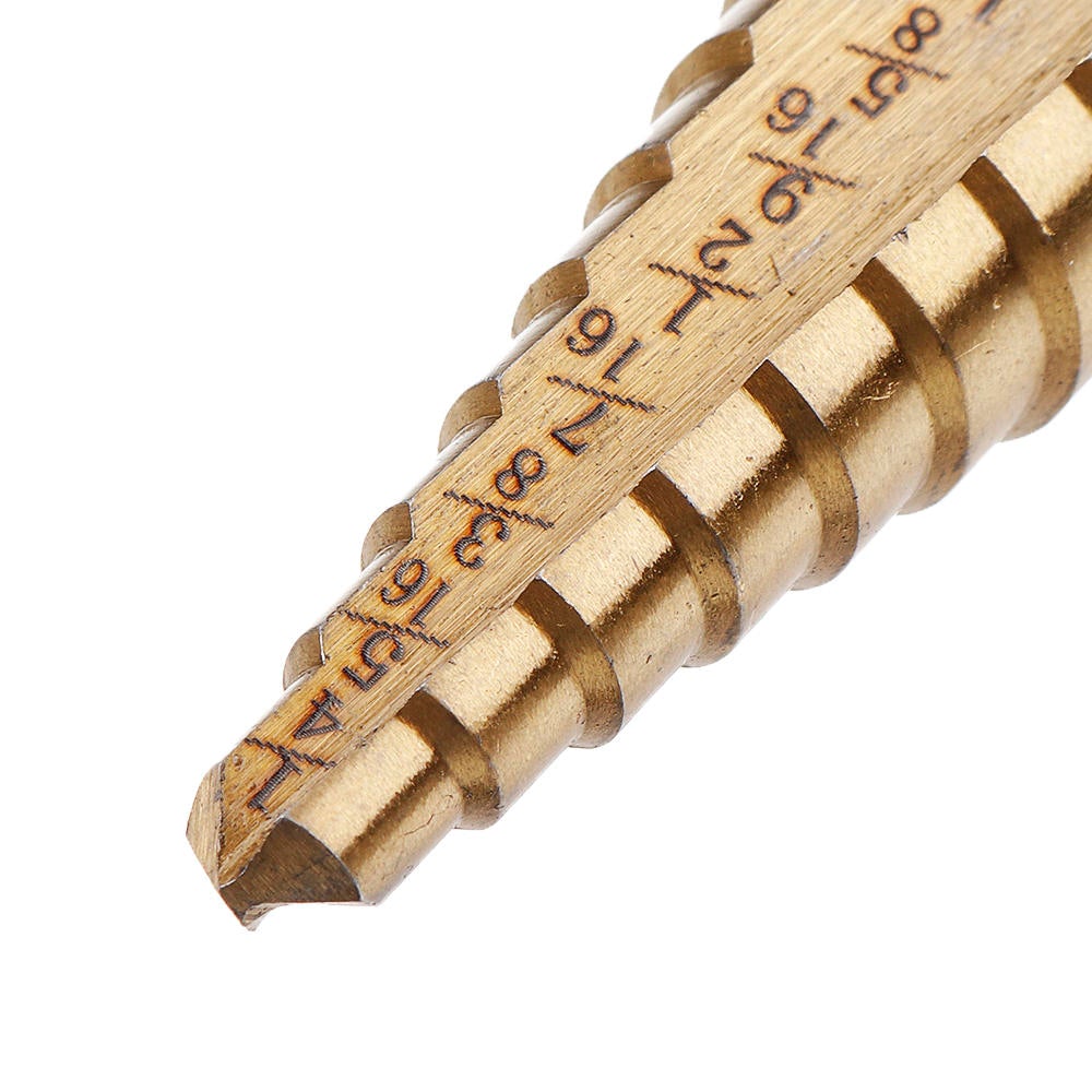 4Pcs High Speed Steel Titanium Coated Step Drill Bit 1/4 Hex Shank HSS