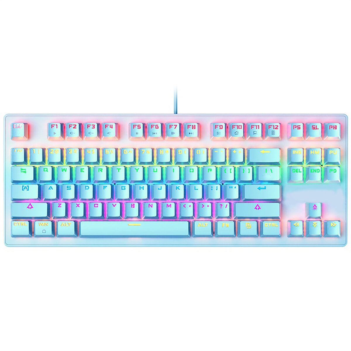 Wired Mechanical Gaming Keyboard 87-Key 87% TKL Layout Suspended Keycaps Hot Swappable RGB Backlit Mechanical with Supplement Switches Keycap Puller
