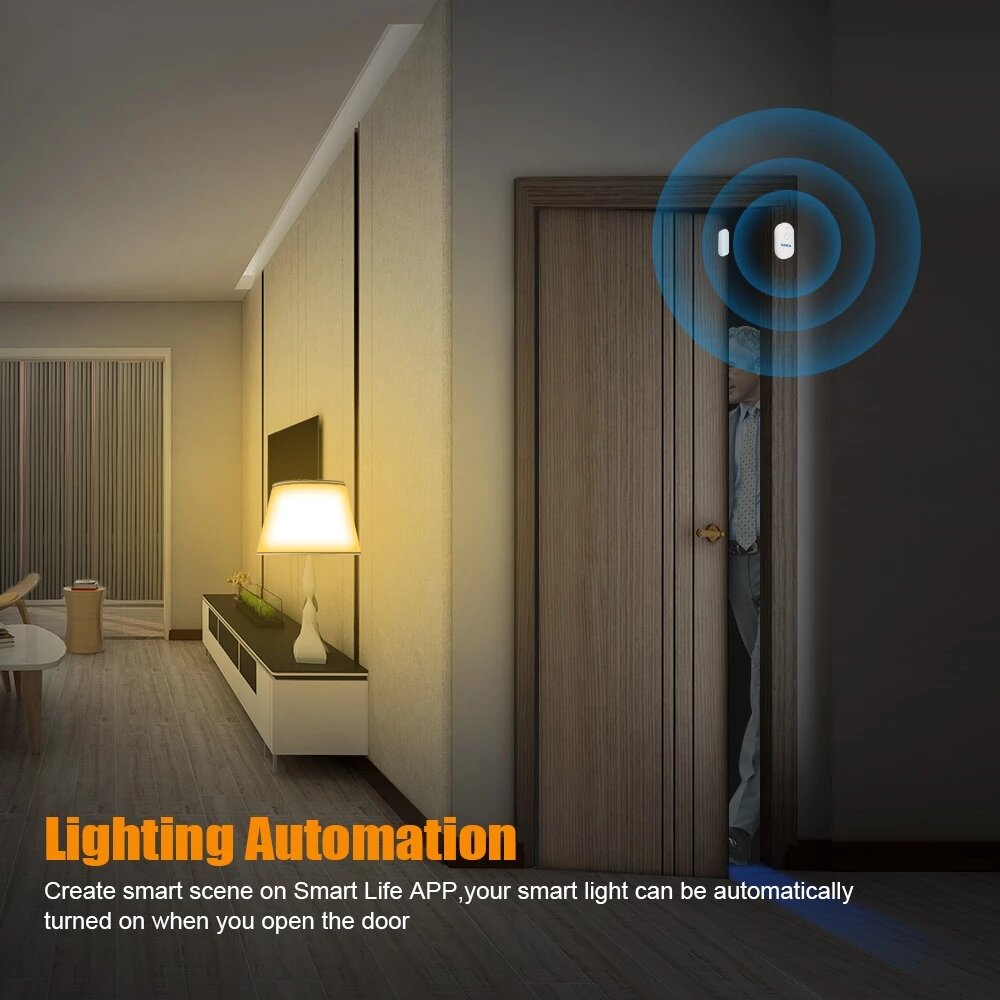 Smart WiFi Door Sensor Alarm Window Open /Closed Detector Magnetic Switch APP Control Works with Alexa Google Home