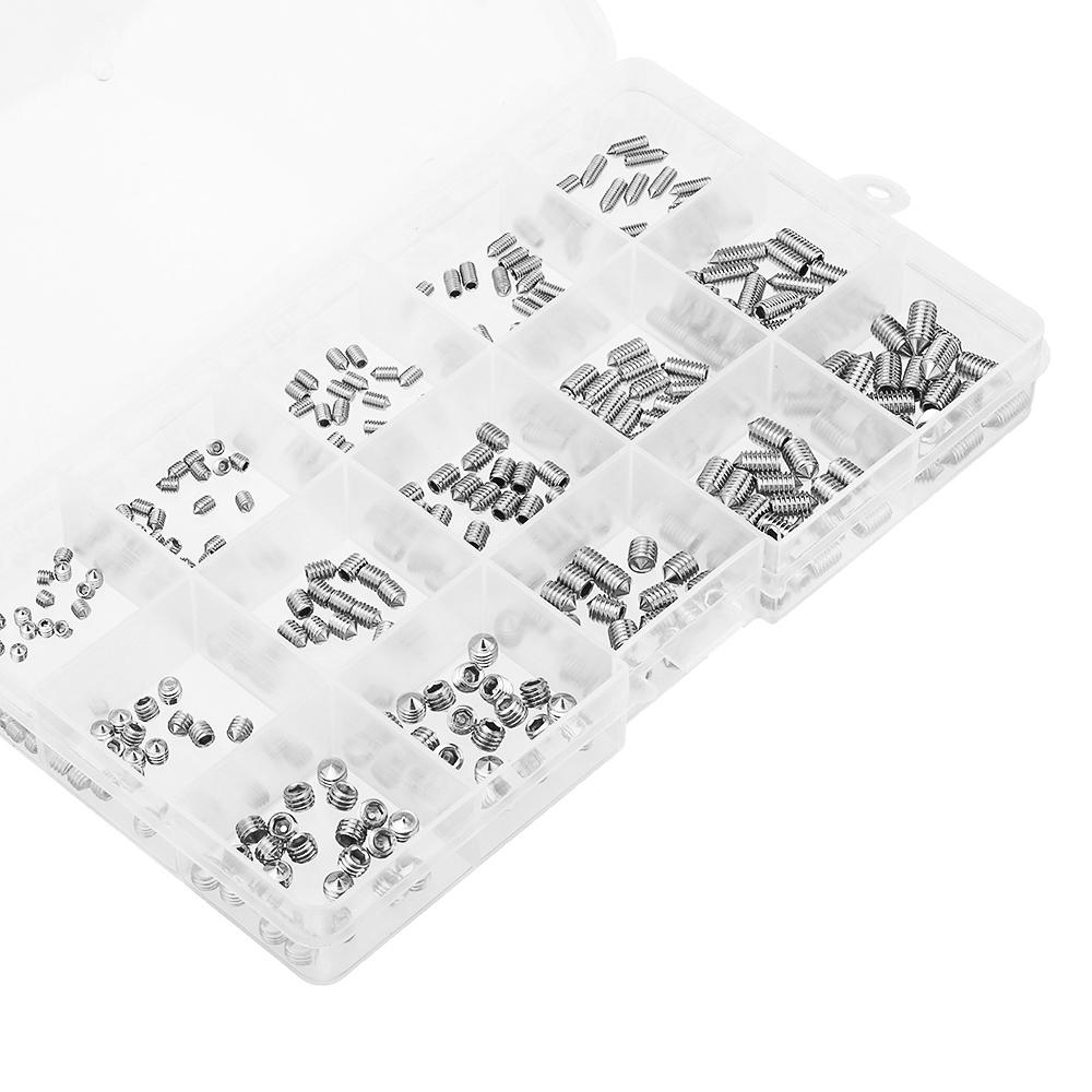 M3/M4/M5 300Pcs Allen Hex Socket Set Grub Screw Cone Point 3-10mm Assortment Kit