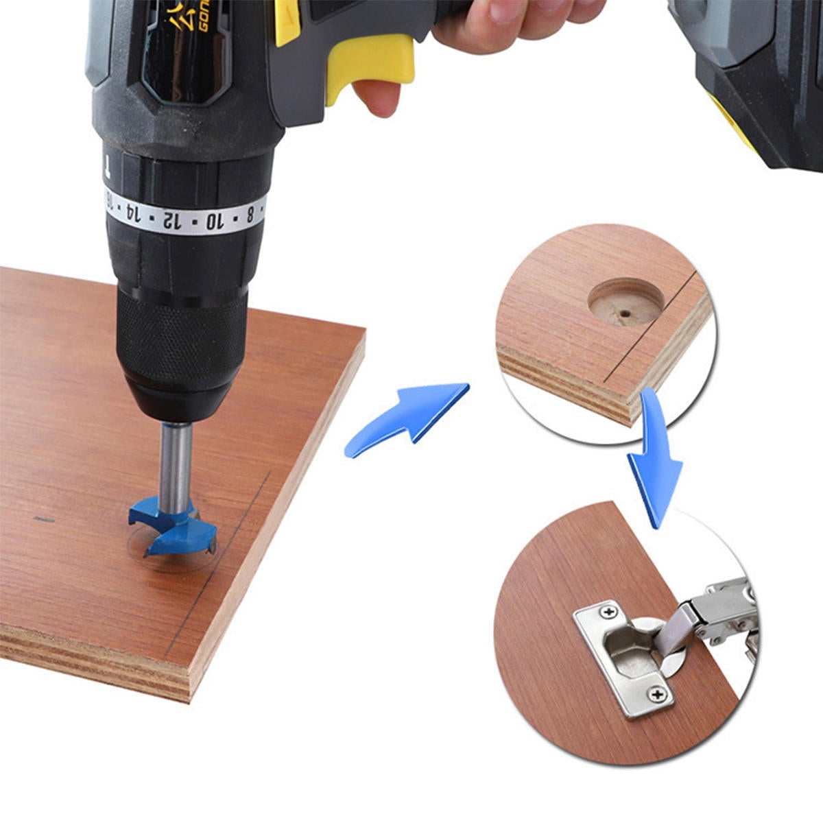 35mm Drilling Door Locator with or without Drill Concealed Hinge Hole Boring Jig Guide Woodworking Tool