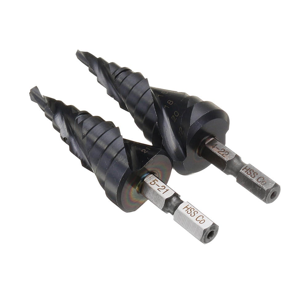 HRC89 M35 Cobalt Step Drill Bit 4-22mm/5-21mm TiAlN Coated Step Drill 1/4 Inch Hex Shank