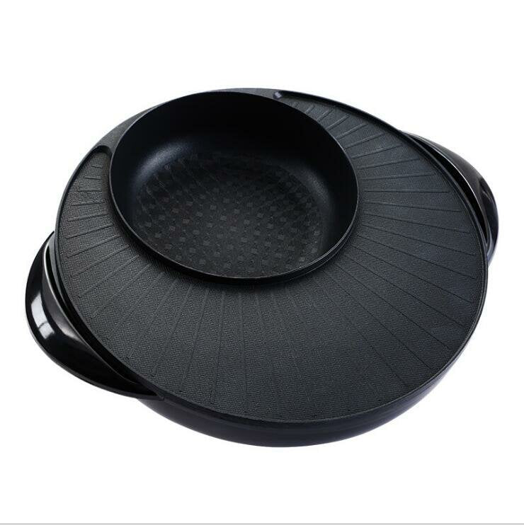 2 in1 1700W Electric Hot Pot BBQ Pan Frying Cook Oven Grill Non-stick Home