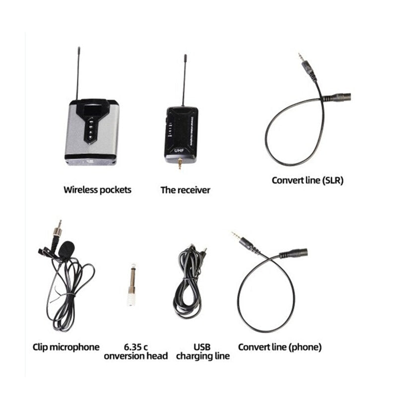 Wireless Microphone 25 UHF Dual Channel Super HD Recording microphone for DSLR Camera For YouTube Vlog Portable