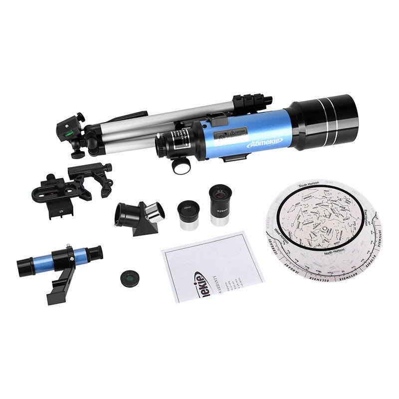 66X HD Astronomical Telescope 70MM Refractor Telescope Erecting Eyepiece 3X Barlow Lens Finderscope with Tripod Phone Adapter