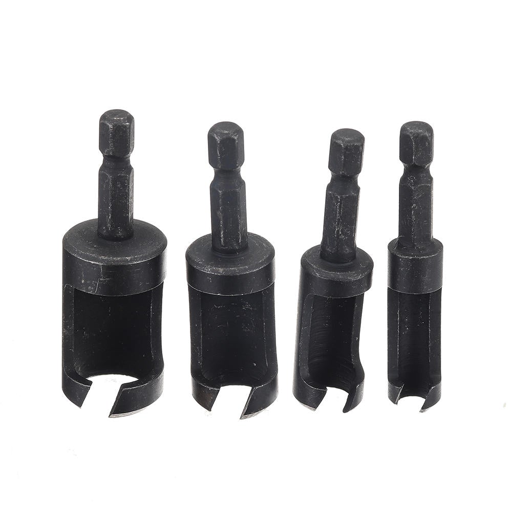 4pcs 6/10/13/16mm Hex Shank Woodworking Tenon Plug Hole Cutter Drill Bit Set