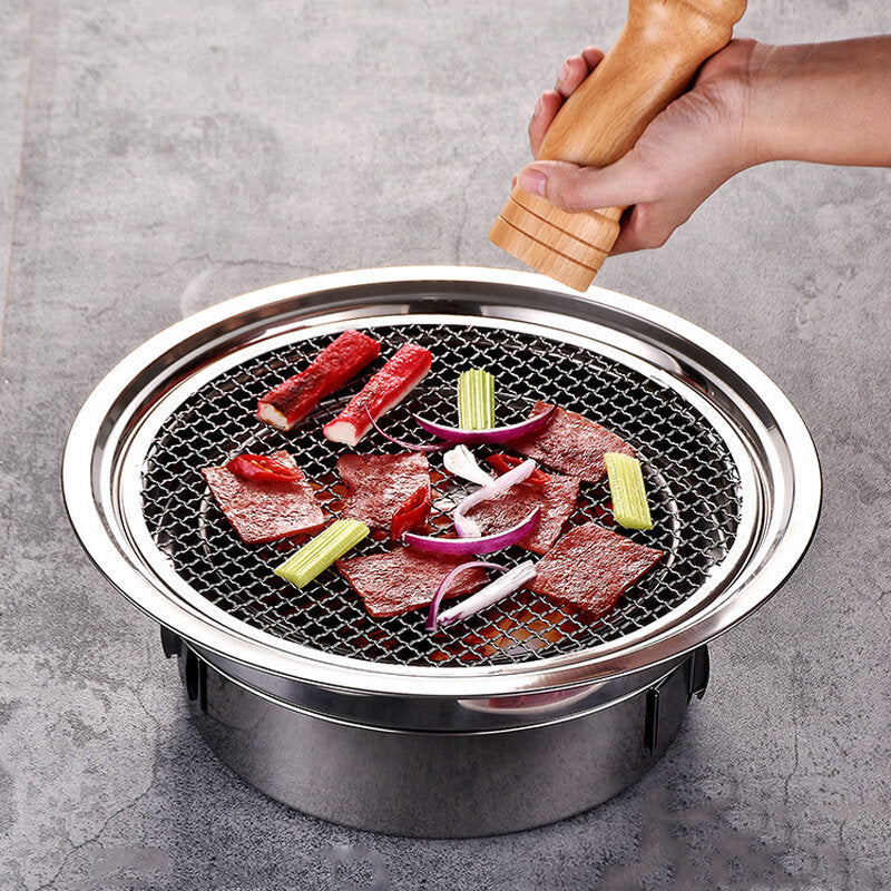 7PCS/Set Stainless Steel Korean Charcoal Barbecue Grill Home/Outdoor Camping Portable Smokeless Barbecue Stove
