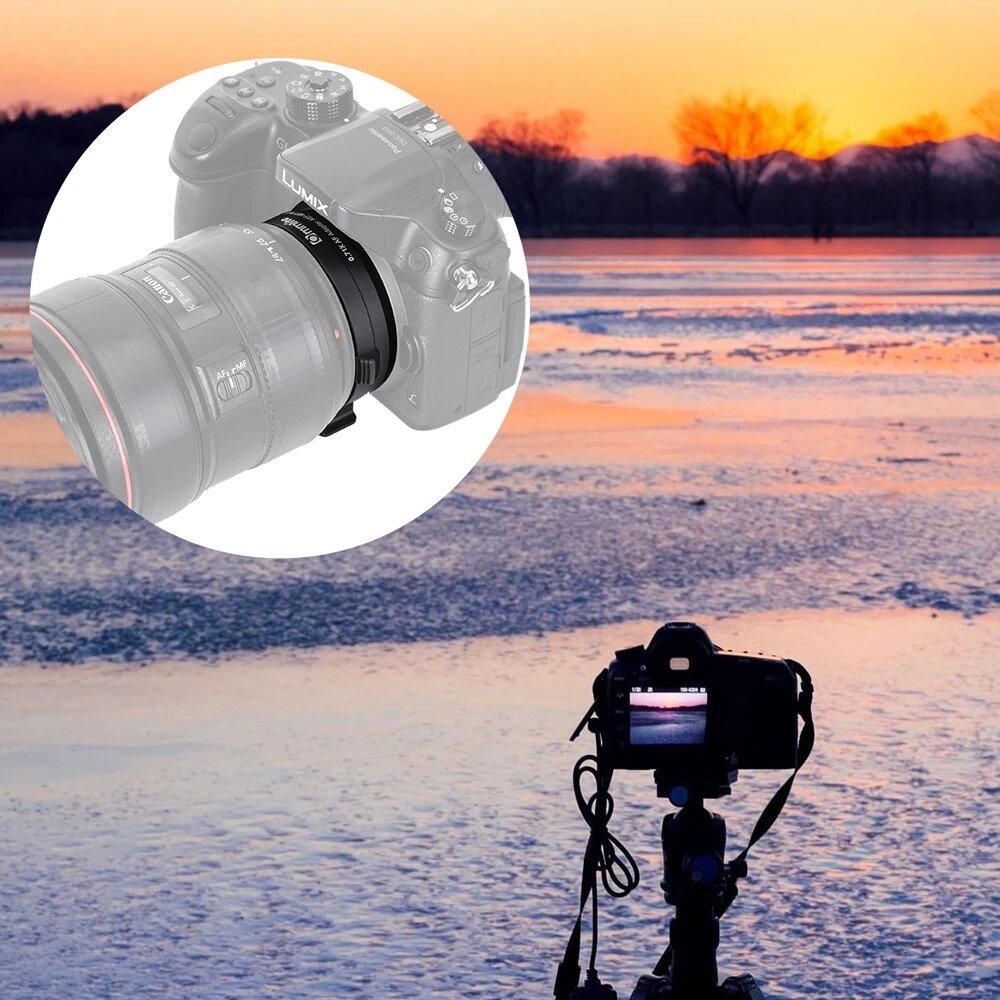 Booster 0.71X Focal Reducer Booster AF Lens Mount Adapter for Canon EF Lens to for Panasonic for Olympus M4/3 Camera