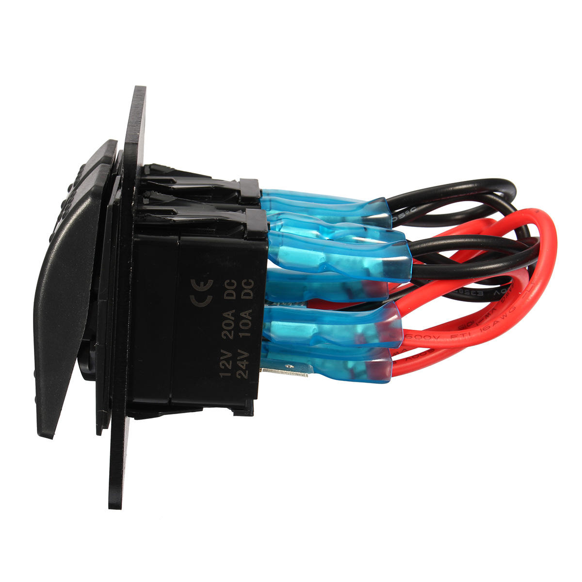 12V 24V 2 Gang Waterproof LED Car Marine Truck Boat RV Rocker Switch Panel