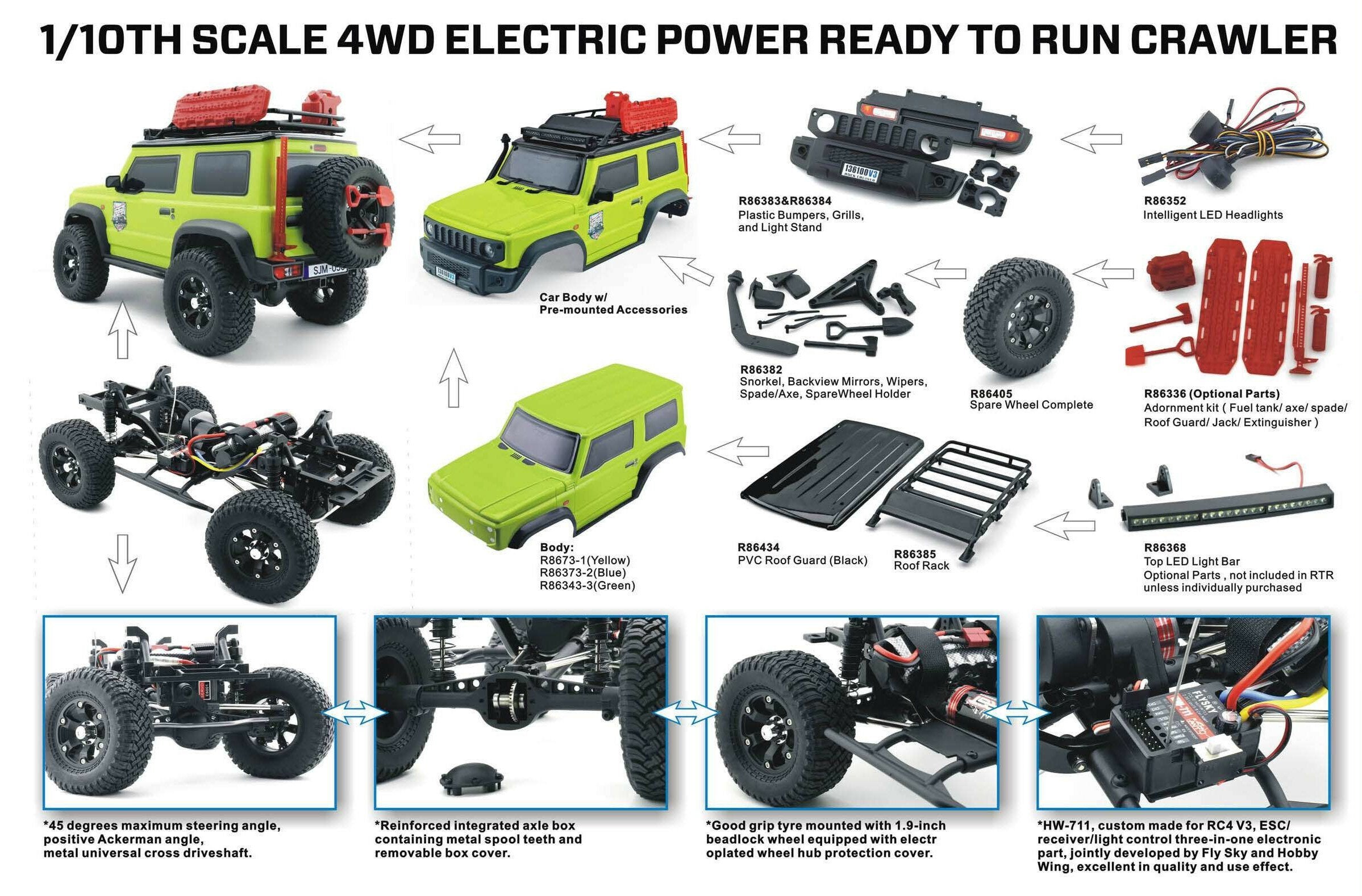 Rock Cruiser with 2.4G Remote Control 4WD Off-Road Waterproof RC Vehicle Model Crawler