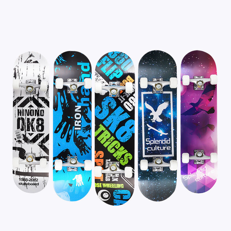 31.5'' 9 Ply Maple LED Flashing Skateboard Chrome Steel Longboard Bearing for Adults Beginner To Pro Outdoor