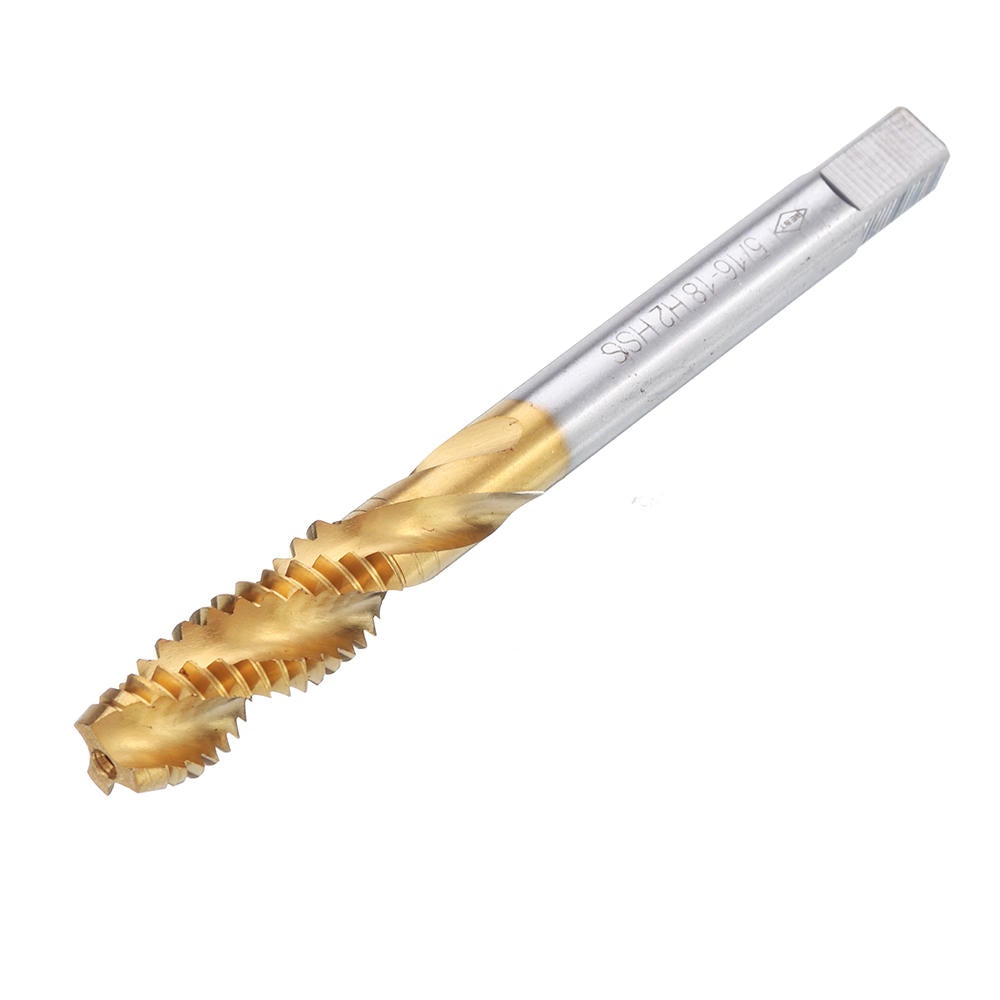 HSS Spiral Flute Hand Tap Imperial Titanium Coated Machine Screw Plug Tap Drill