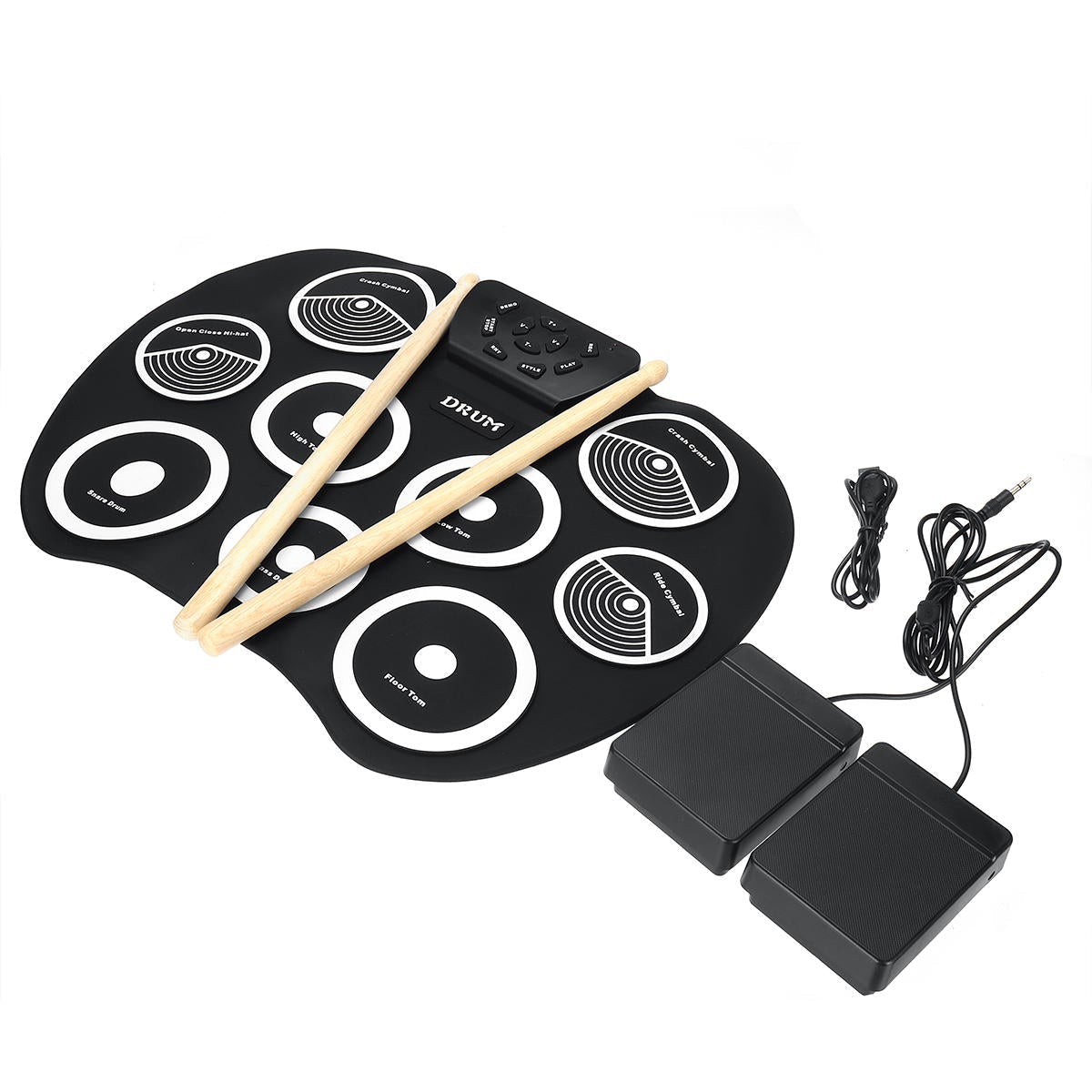 Portable Electronic Roll Up Drum Set Kit 9 Silicon Pad for Beginner