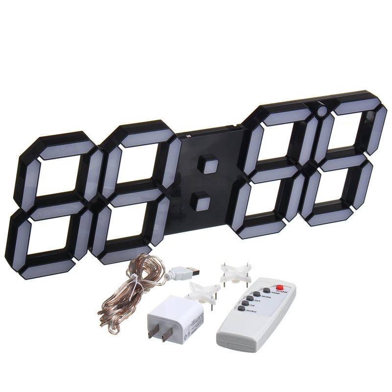 Large Modern Digital Led Skeleton Wall Clock