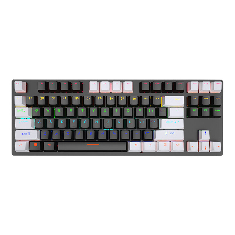 Mechanical Keyboard 87 Keys Suspended Translucent Keycaps Blue/Red Switch Colorful Backlit USB Wired Gaming Keyboard for Desktop Laptop Gamer