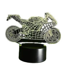 3D Illusion Motorcycle LED Desk Lamp 7 Color Change Touch Switch Night Light