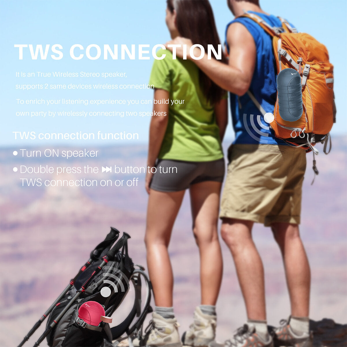 Bluetooth 5.0 Stereo Speaker Support FM Radio Hands-Free TF Card Outdoor Waterproof Speaker