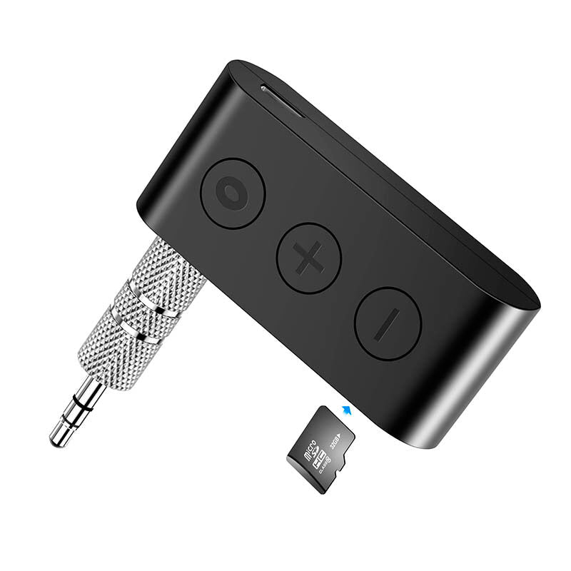Bluetooth 5.0 Car Kit Receiver Adapter AUX 3.5MM Jack MP3 Music Player With Mic Handsfree Support TF Card Playback
