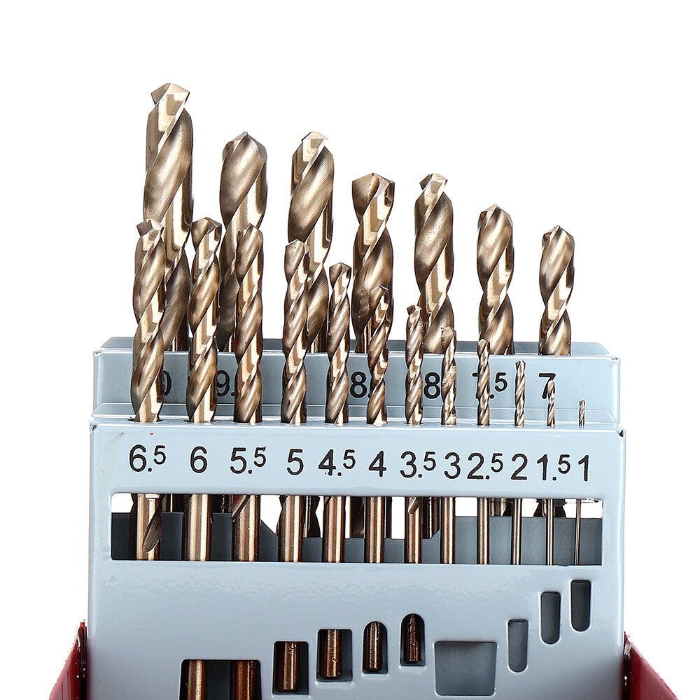 M35 Cobalt Drill Bit Set HSS-Co Jobber Length Twist Drill Bits with Metal Case for Wood Metal Drilling