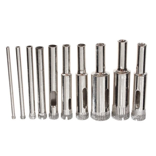10pcs Diamond Hole Saw Drill Bit Set 3mm-13mm Tile Ceramic Glass Porcelain Marble