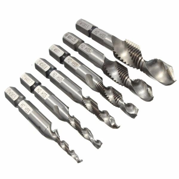 HSS 1/4 Inch Hex Shank Combination Metric Drill Tap Bit M3/M4/M5/M6/M8/M10