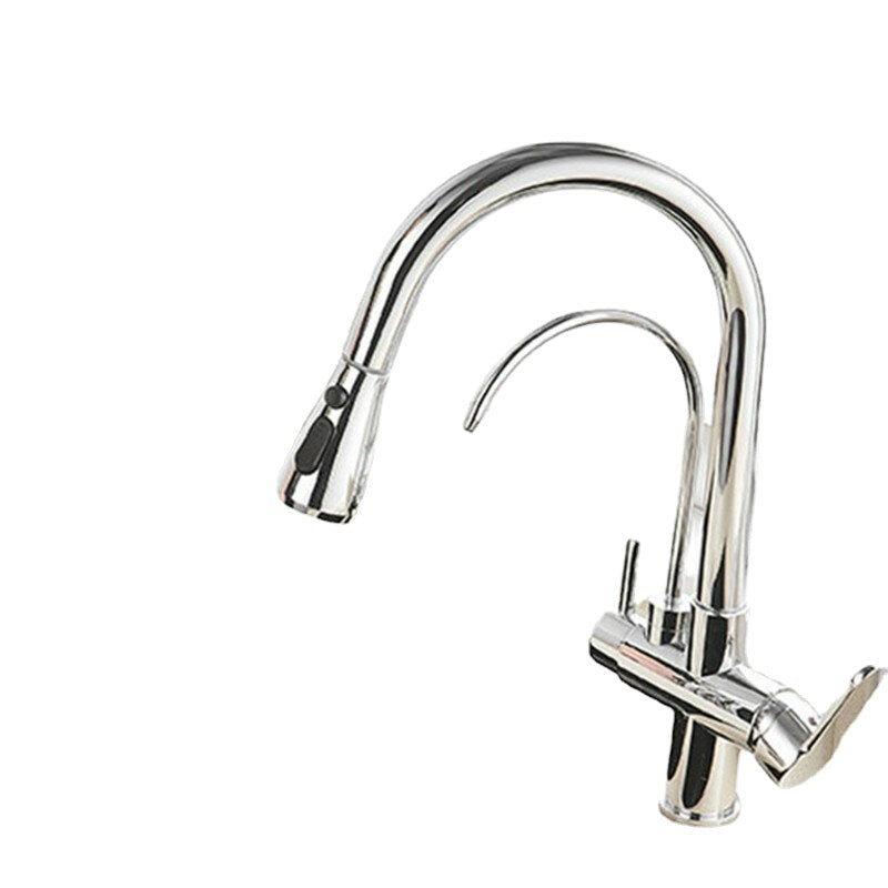 3 in 1 Kitchen Pull Down Sprayer 360 Rotating Hot and Cold Water Mixer Tap Direct Drinking Faucet