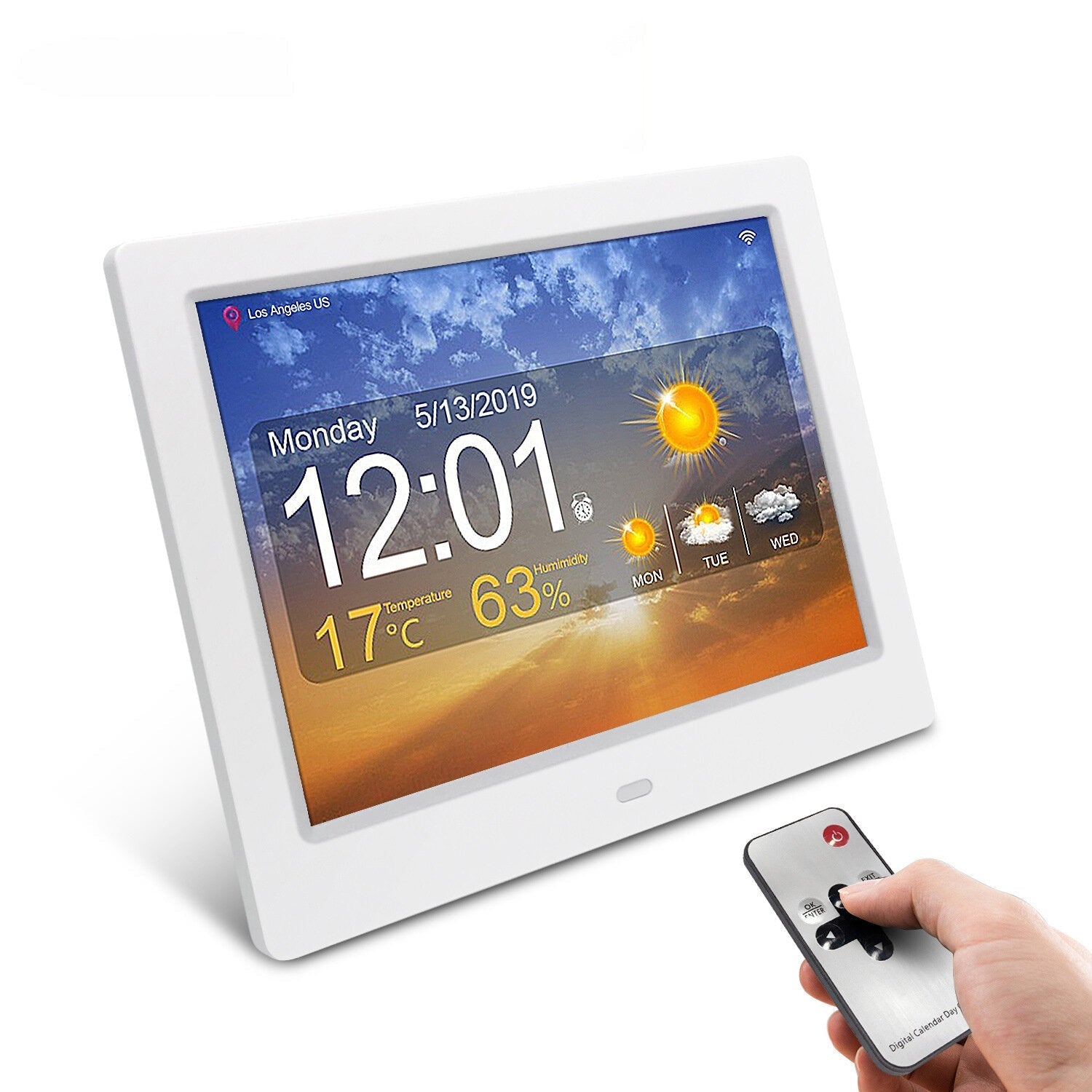 8 Inch WIFI Weather Station Smart Digital Alarm Clock with Medication Reminder Auto Dimming Large Number Display For Memory Loss Elderly Seniors