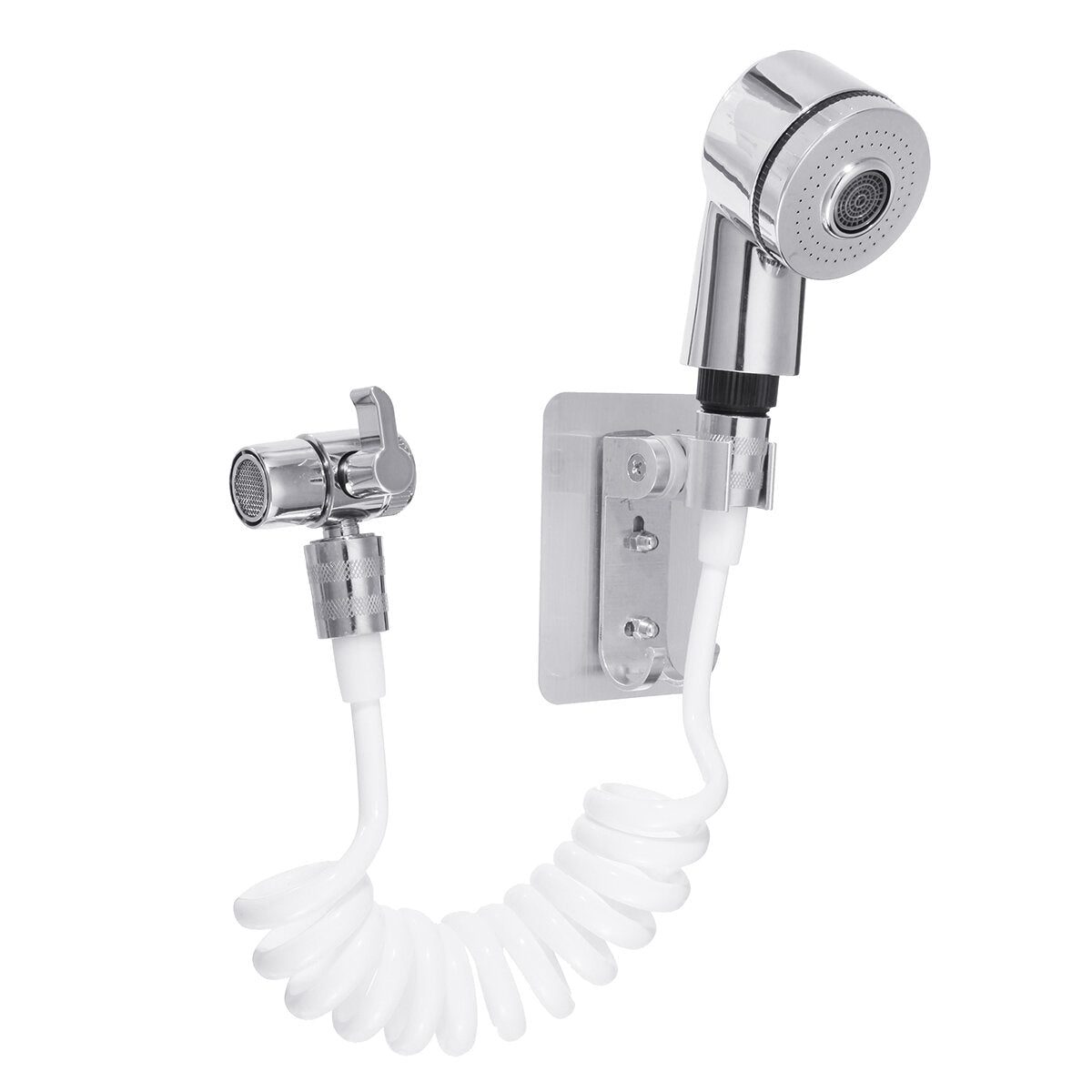 Bathroom Bathtub Wash Face Basin Water Tap External Shower Hand Held Spray Mixer Spout Faucet Wall Mounted Kit Rinser Extension Set Hair Washing