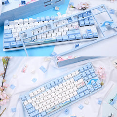 Mechanical Keyboard Swallow Theme Wired Ice Blue Backlight 87 Keys Cherry MX Switch Blue PBT Keycaps Gaming Keyboard