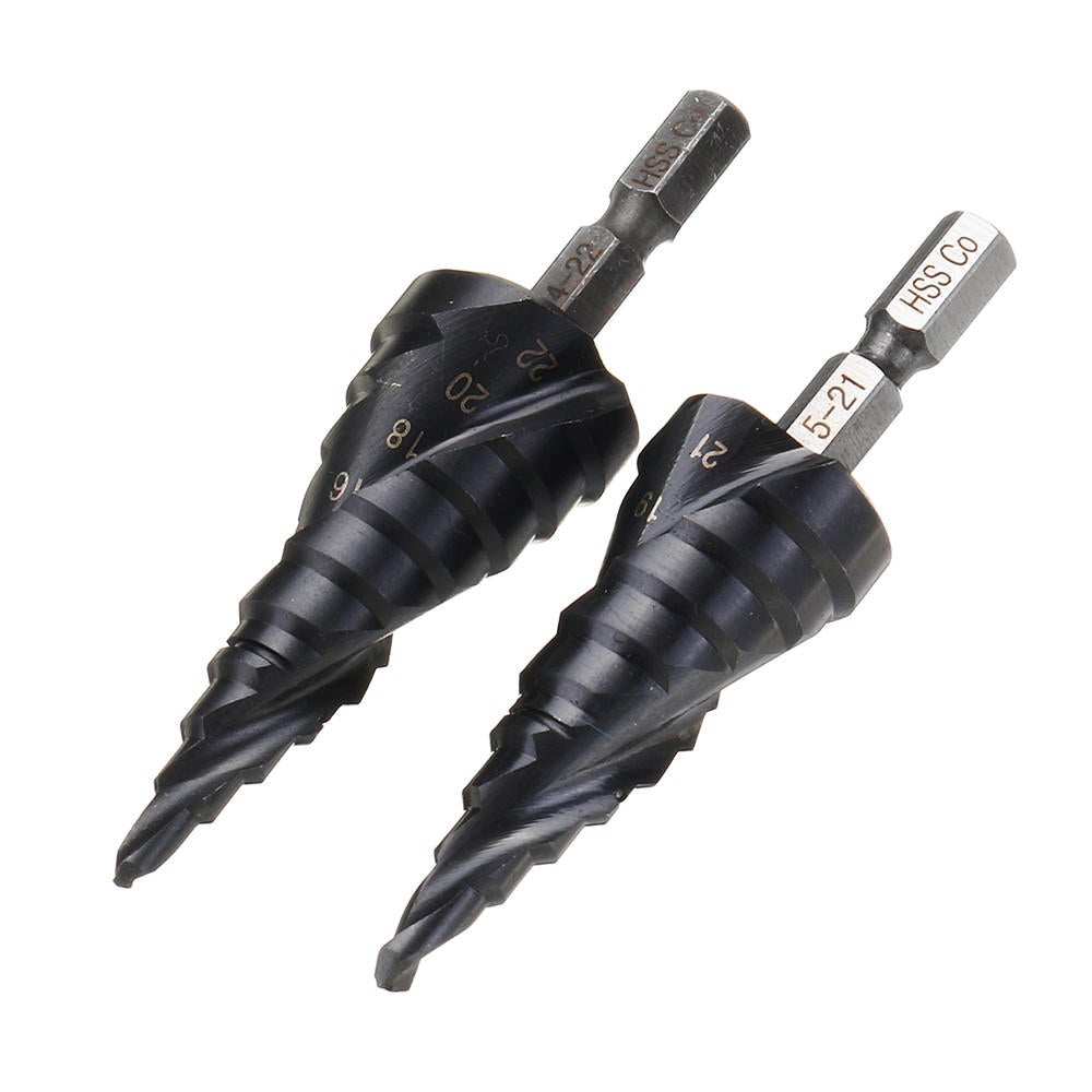 HRC89 M35 Cobalt Step Drill Bit 4-22mm/5-21mm TiAlN Coated Step Drill 1/4 Inch Hex Shank