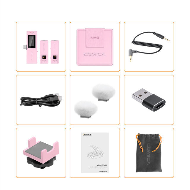 2.4G Wireless Multifunction Dual Channel Conference Stereo USB Microphone for Smartphone DSLR Camera