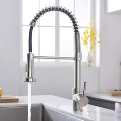 Kitchen Mixer Tap Rotatable Hot And Cold Water Multifunctional Sink Spring Faucet with Pull Out Hose Spray Single Lever