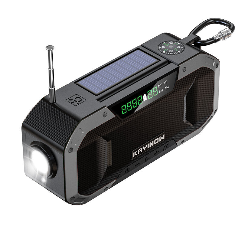 Bluetooth Speaker Portable with Solar Energy 5000mAh Power Bank Flashlight Radio Speaker IPX6