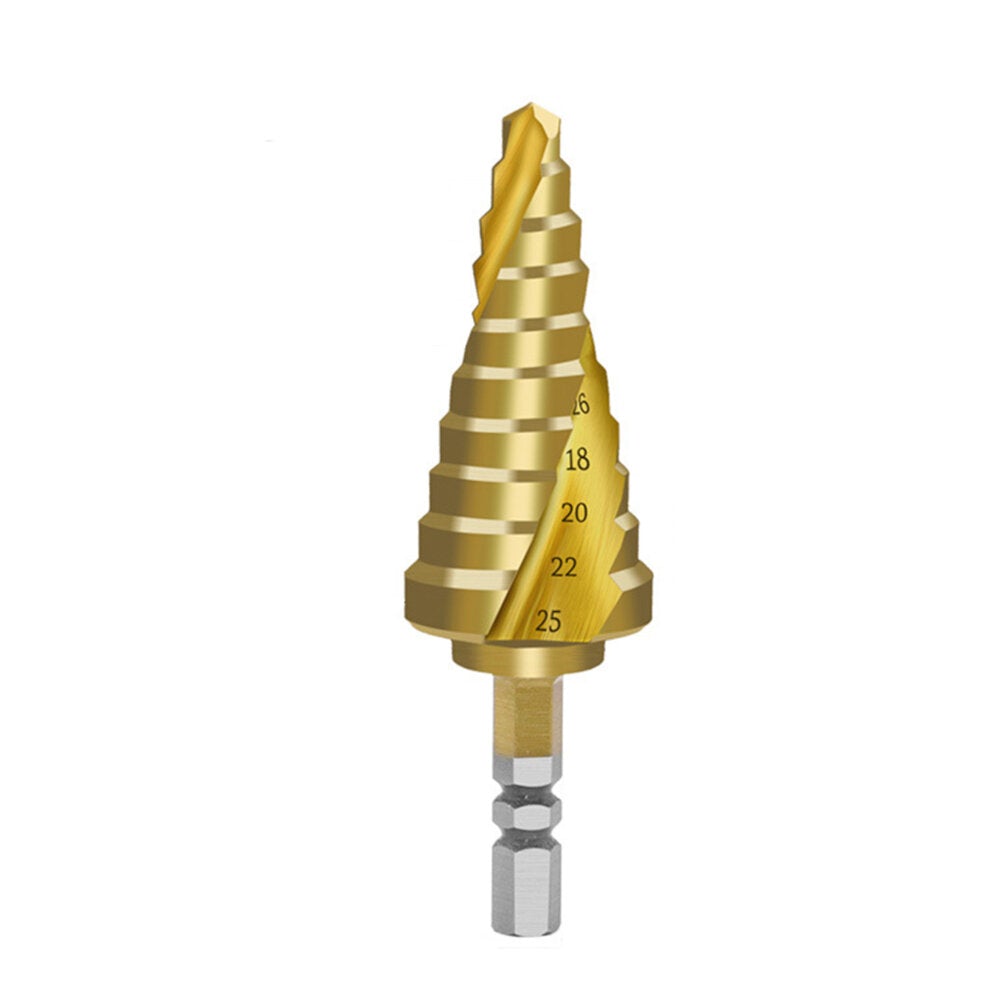 6.35mm Hex Shank HSS 4241 Titanium Coated Spiral Step Drill Bit For Hole Drilling Metal